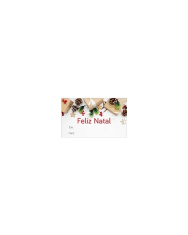 Rolo Etiq. C/200  "Feliz Natal" Presentes De: Para: 5x3 – Étiquettes volantes – Coimpack Embalagens, Lda
