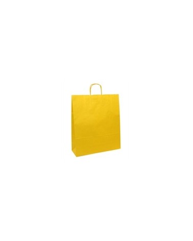SC0677 | White Kraft Twisted Handle Bag Printed Yellow