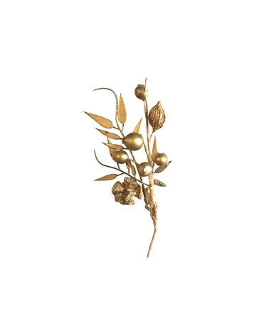 Ramo c/ Folhas e Bolas Dourado (sc c/ 12) – Diversos – Coimpack Embalagens, Lda