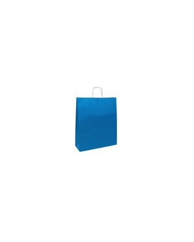 SC0686 | White Kraft Twisted Handle Bag Printed Light Blue