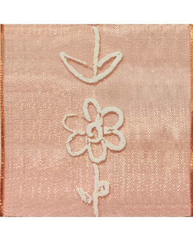 Orange Organza Ribbon with White Flowers 40mm – Ribbons – Coimpack Embalagens, Lda